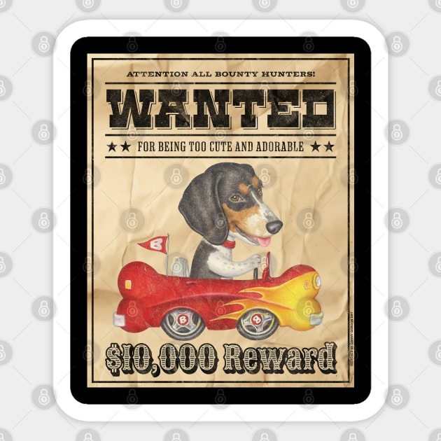 Funny Cute Beagle Dog Wanted Poster Sticker by Danny Gordon Art